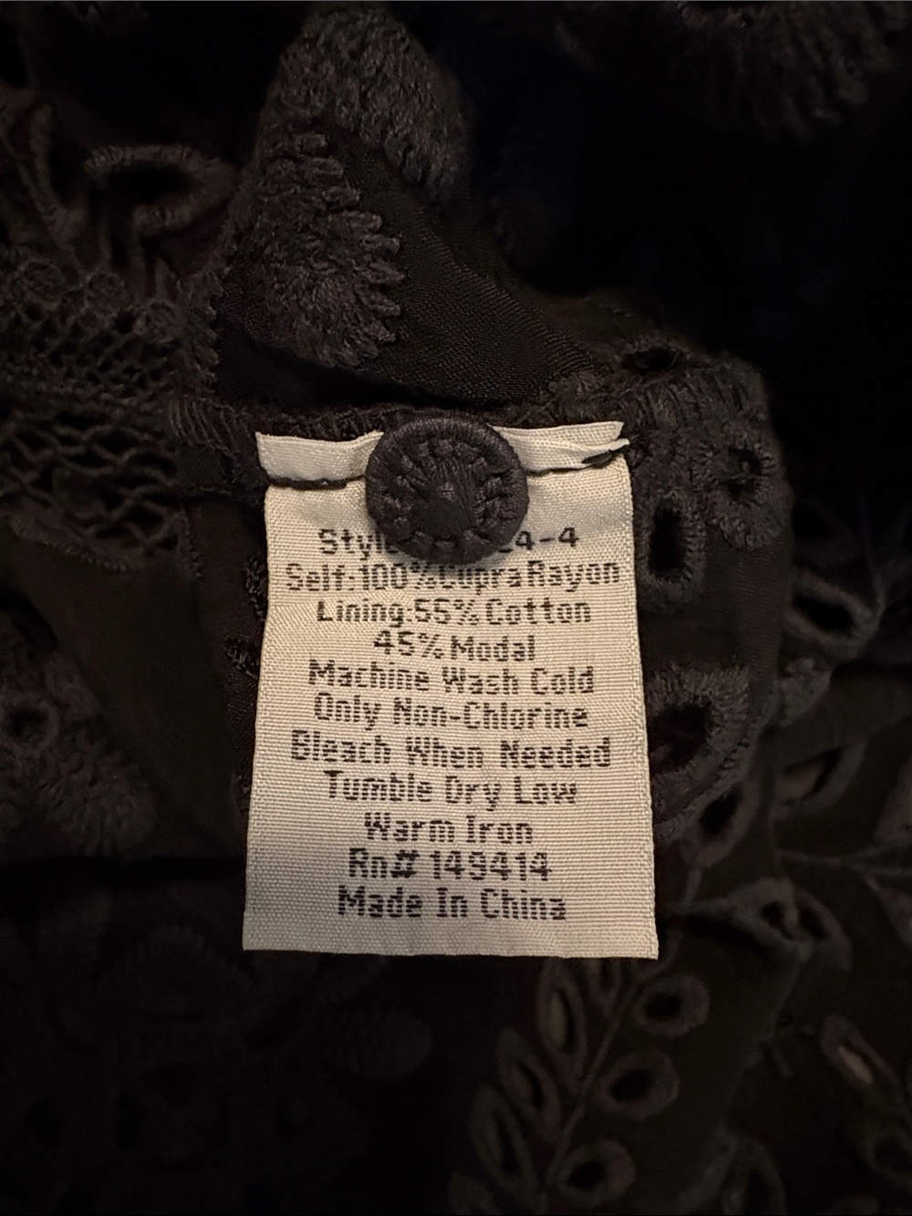 Johnny Was Black Eyelet Mini Dress - Picture 7 of 7